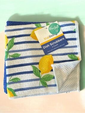 true living Lemon Stripe Dish Scrubbers - Blue & Yellow (2 Pack)
